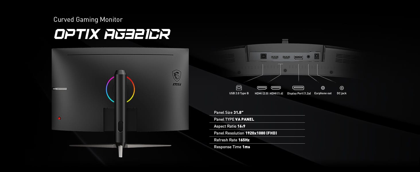 Msi Mag Artymis 242c 24" Curved 1000r Full Hd 165hz 1ms - Gameonjo