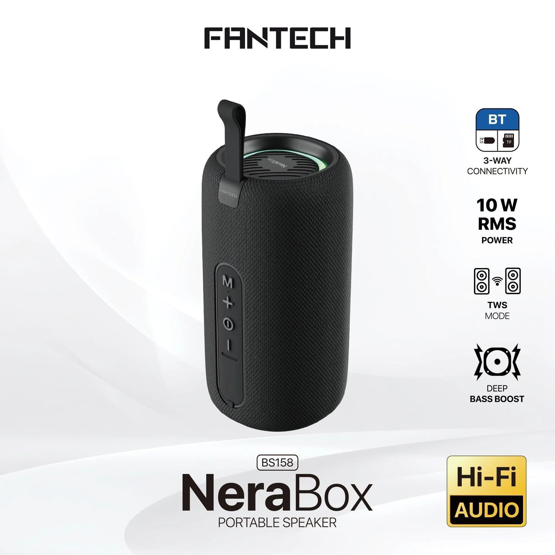 Fantech bs159 true wireless rms speaker tws deep bass 10w 57mm black - audio | speakers