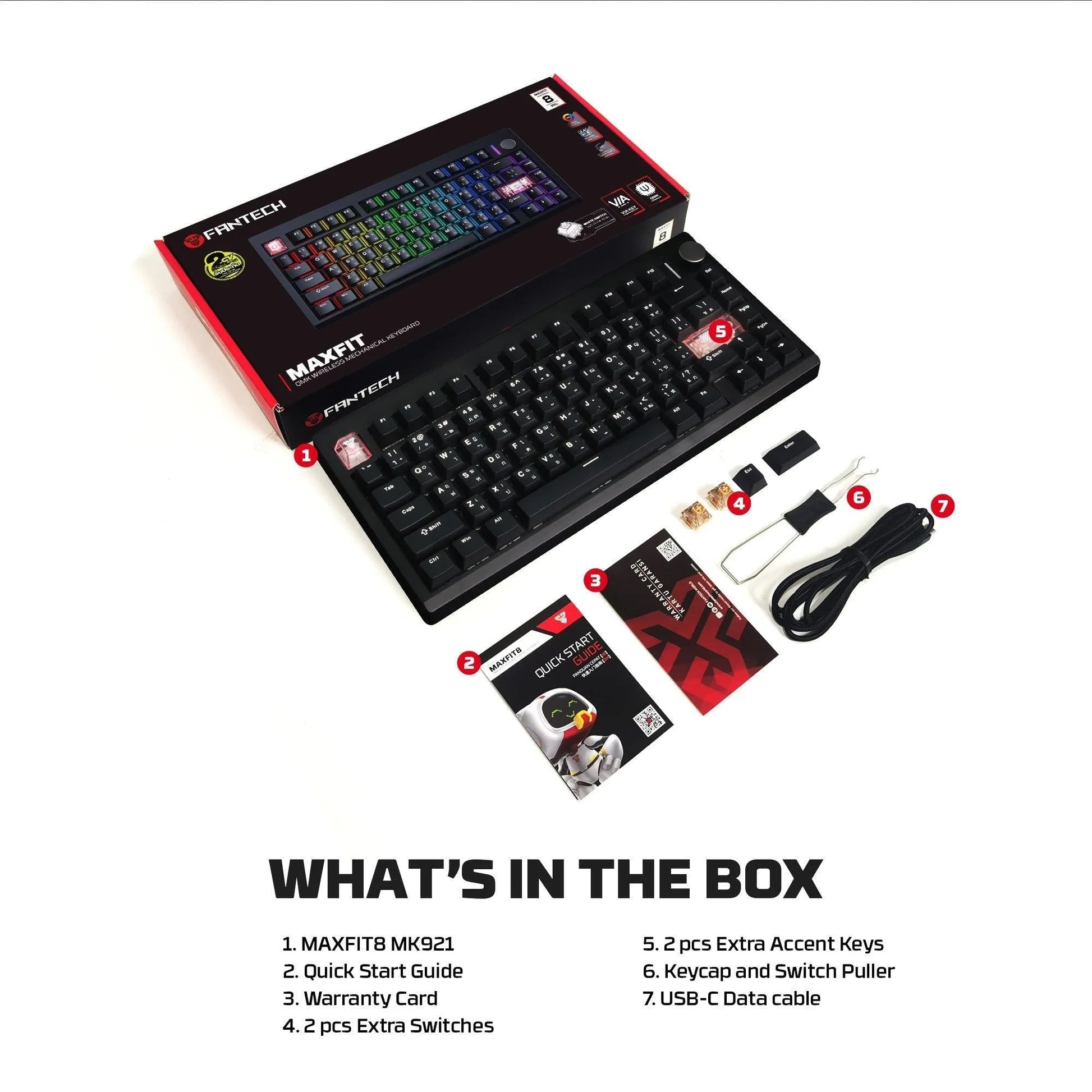 Fantech mk921 maxfit8 qmk mechanical keyboard - keyboard