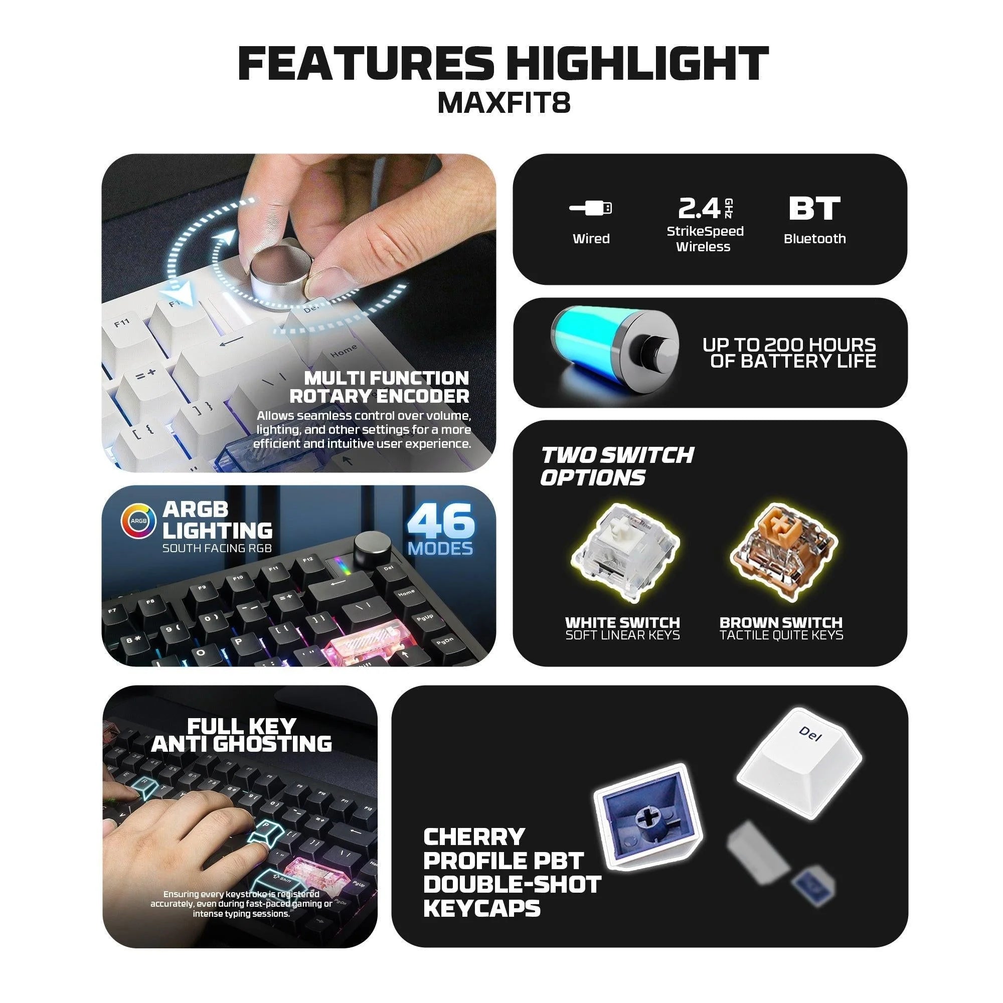 Fantech mk921 maxfit8 qmk mechanical keyboard - keyboard