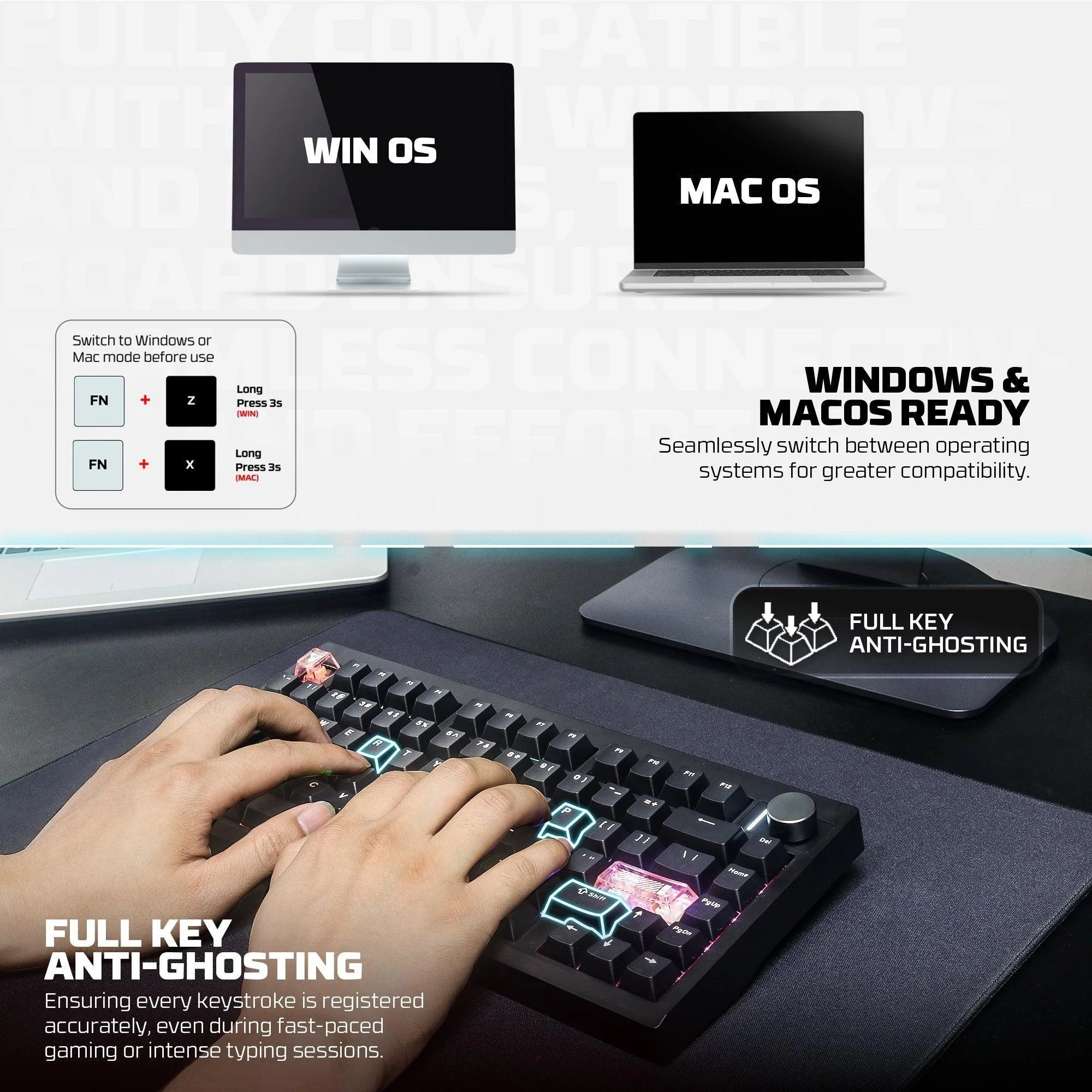 Fantech mk921 maxfit8 qmk mechanical keyboard - keyboard