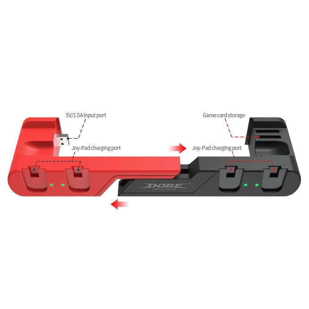 Dobe tns-0122 charging dock 6 in 1 for n-s - console | nintendo essentials