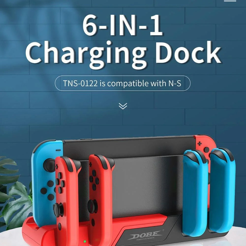 Dobe tns-0122 charging dock 6 in 1 for n-s - console | nintendo essentials