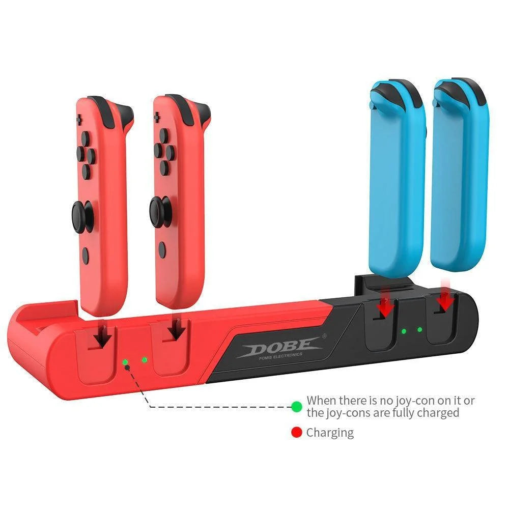 Dobe tns-0122 charging dock 6 in 1 for n-s - console | nintendo essentials
