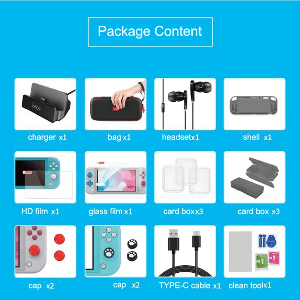 Pg-sl002 18 in 1 super pack accessories set for nintendo switch lite - console | nintendo essentials