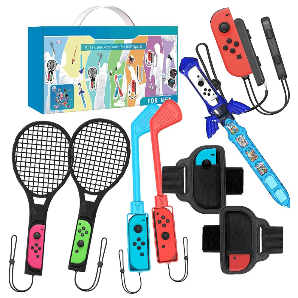 Sports game accessories bundle for ns switch sport accessories 9 in 1 - console | nintendo essentials