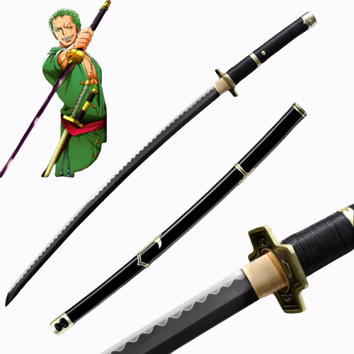 One Piece Roronoa Zoro Yubashiri Katana Sword Shiny Hamon Edge - Gameonjo