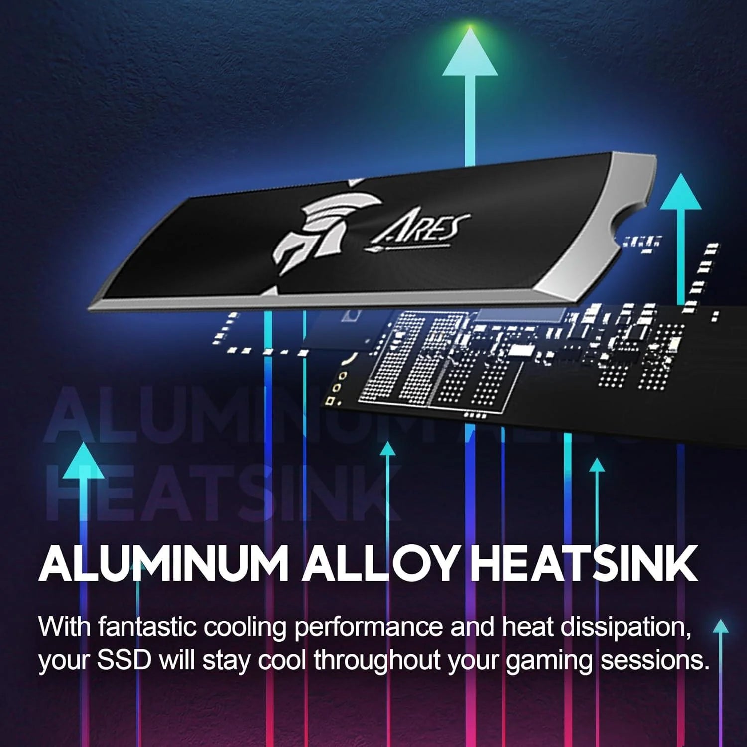 Dato 2tb internal ssd with heatsink m.2 2280 pcie gen4 x4 compatible with ps5 up to 7200/6850 mb/s series ares dark
