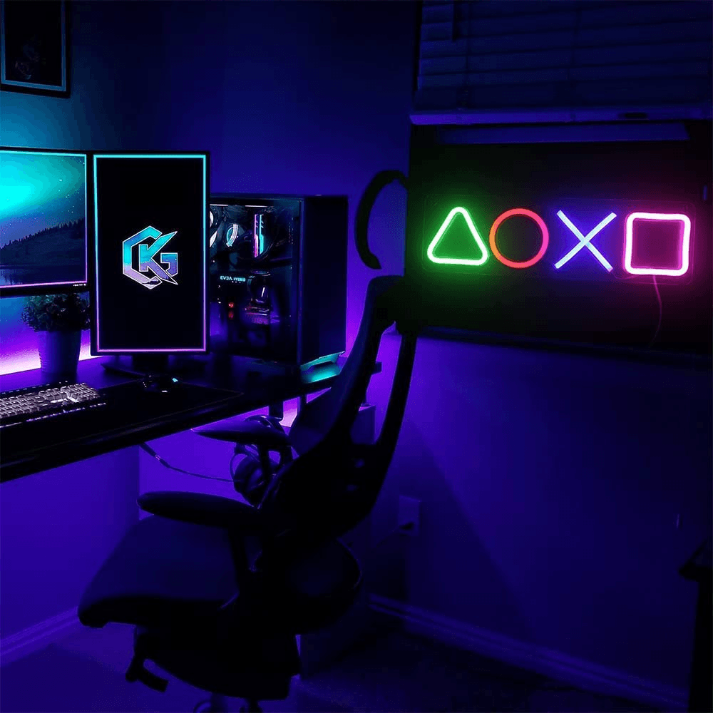 Playstation Icon Neon Sign Led - Gameonjo