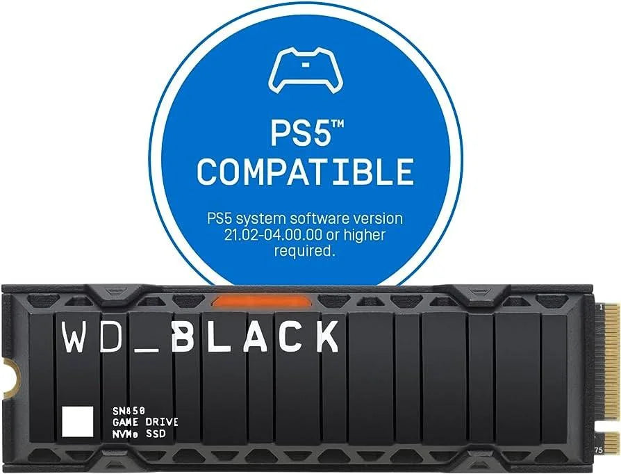 Wd black sn850 nvme m.2 1tb pci-express 4.0 x4 3d nand ssd w/ heatsink /ps5 compatible - pc hardware