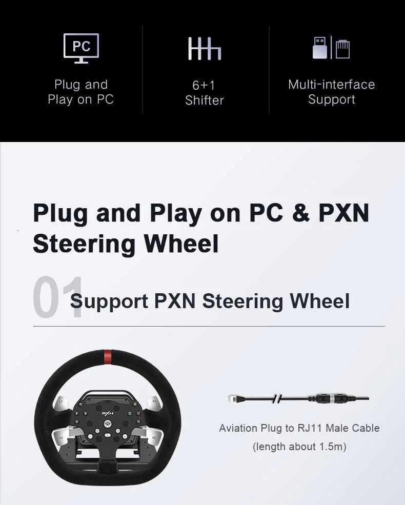 Pxn a7 racing wheel gear shifter 6 +1 shifter metal disk with handbrake button - racing