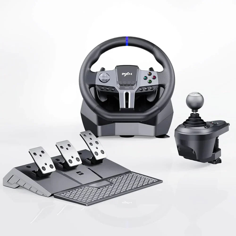 Pxn-v9 gen2 racing steering wheel for xbox and pc - 270/900° adjustable car game controller - racing