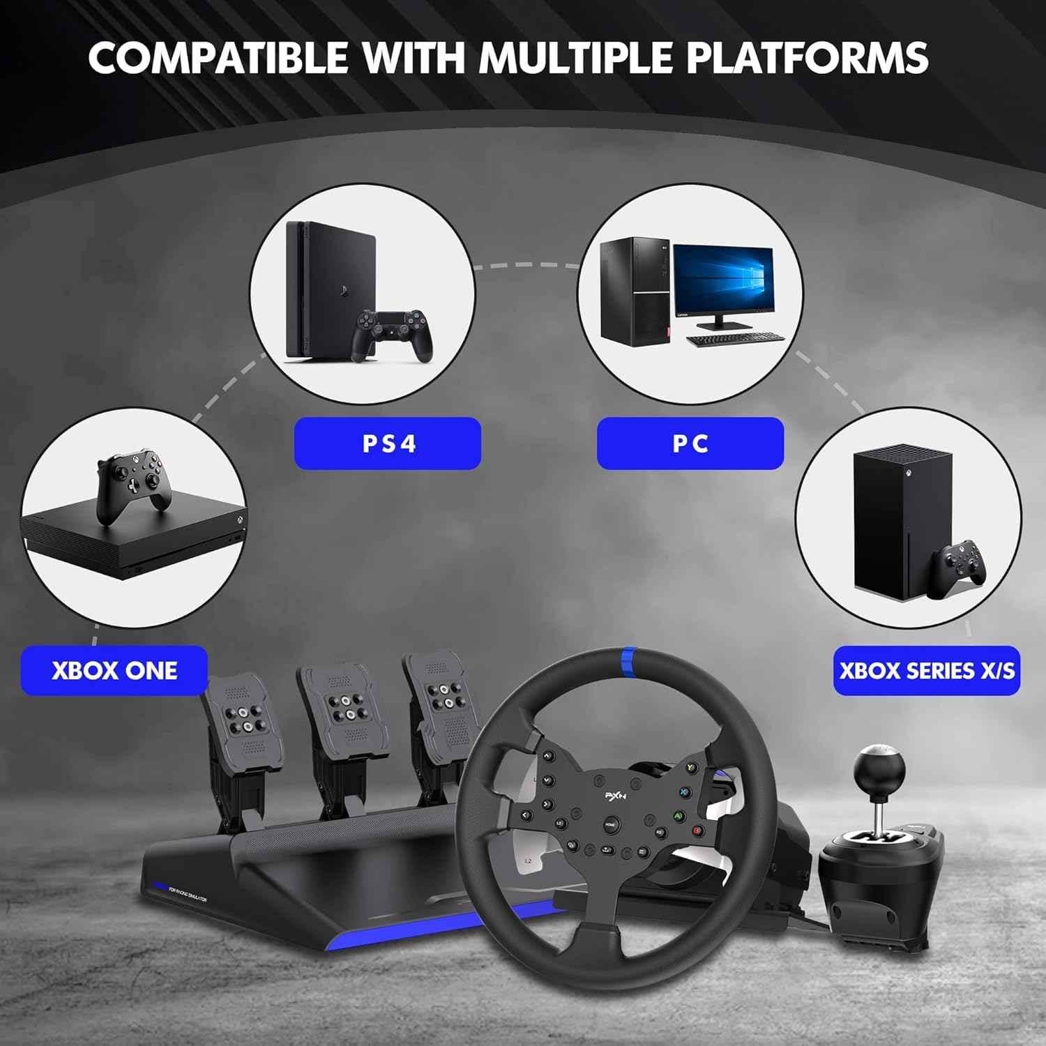 Pxn v99 racing wheel - gaming racing wheel with pedals and driving force feedback - racing