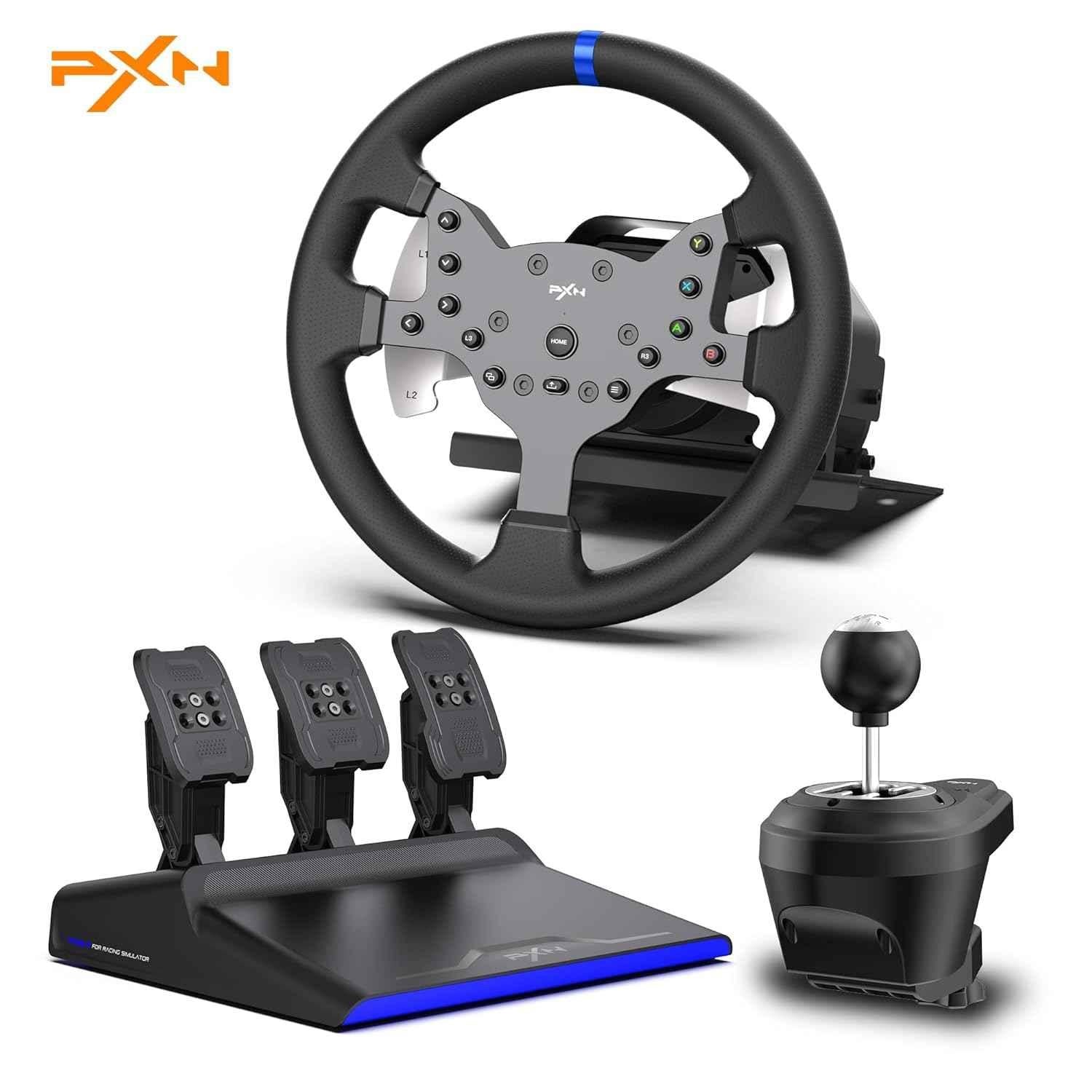 Pxn v99 racing wheel - gaming racing wheel with pedals and driving force feedback - racing