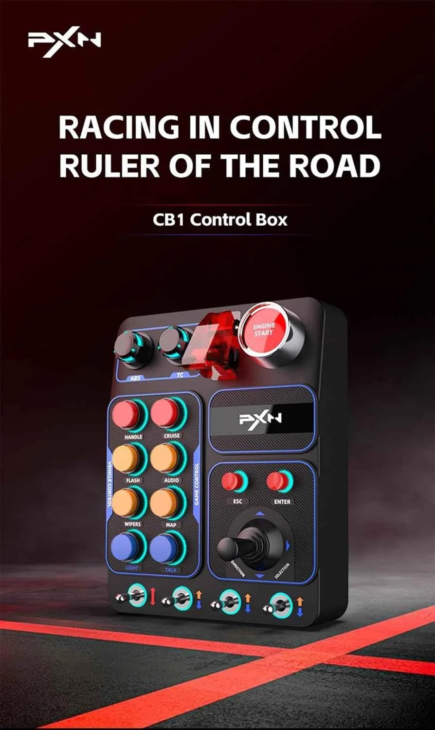 Pxn cb1 racing button box pc usb - simulation racing instrument center control - racing