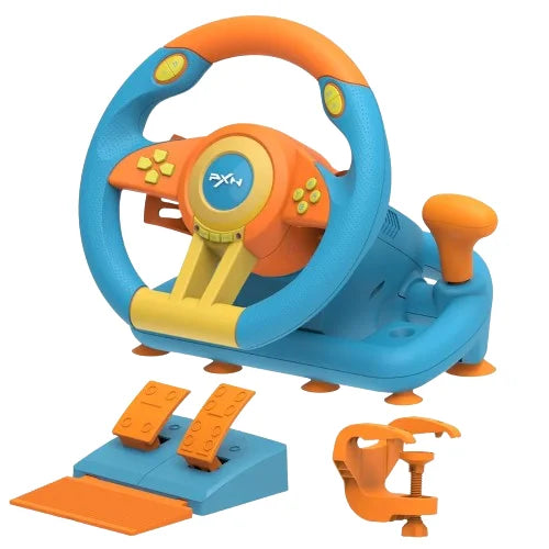 Pxn v3 180° gaming steering wheel - blue & orange - racing gear