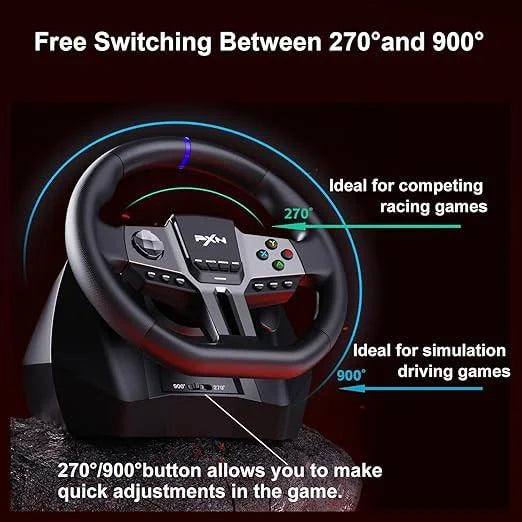 Pxn-v9 gen2 racing steering wheel for xbox and pc - 270/900° adjustable car game controller - racing