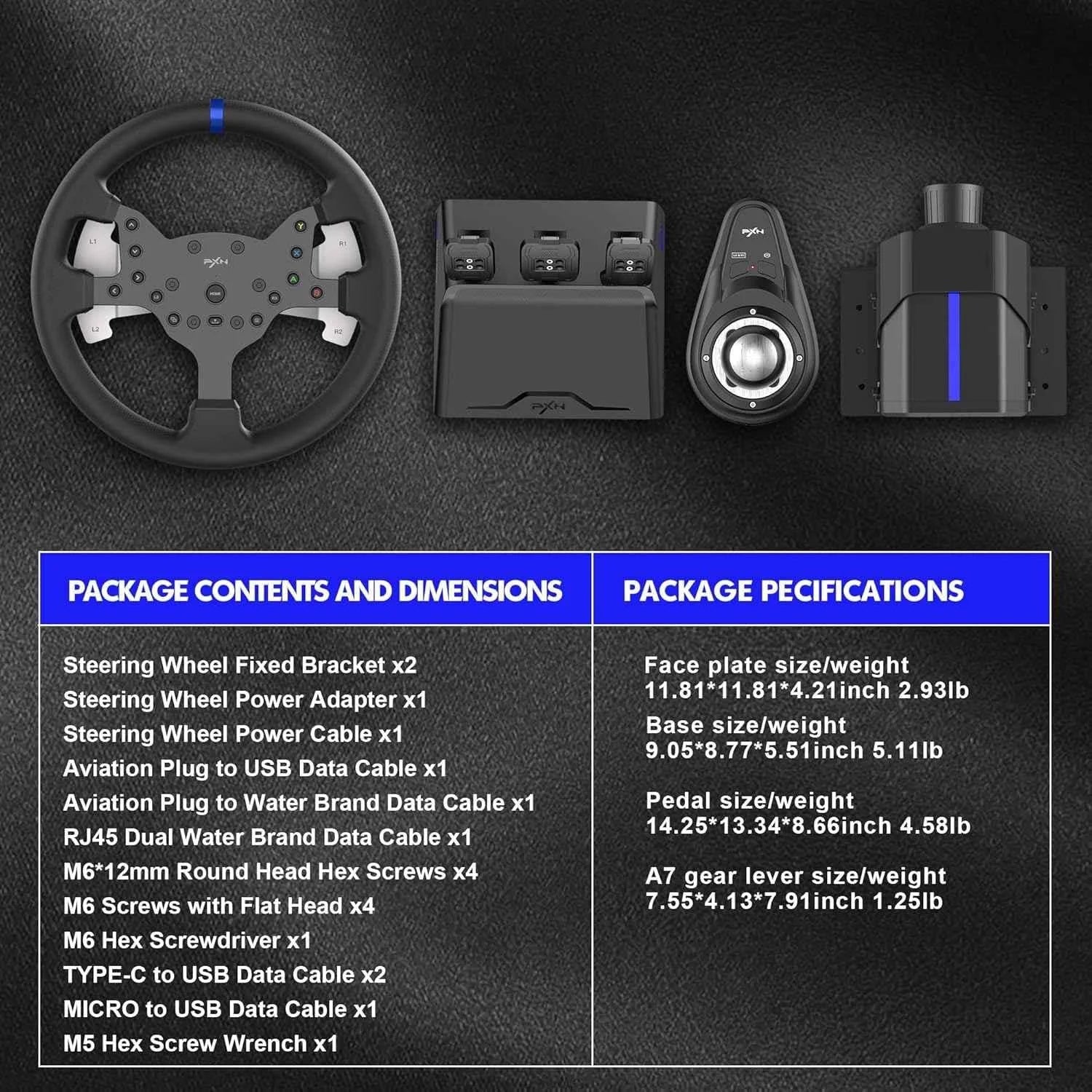 Pxn v99 racing wheel - gaming racing wheel with pedals and driving force feedback - racing