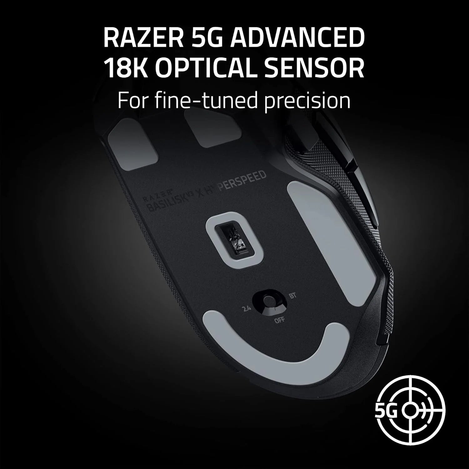 Razer basilisk v3 x hyperspeed customizable wireless gaming mouse: mechanical switches gen-2-5g advanced 18k optical