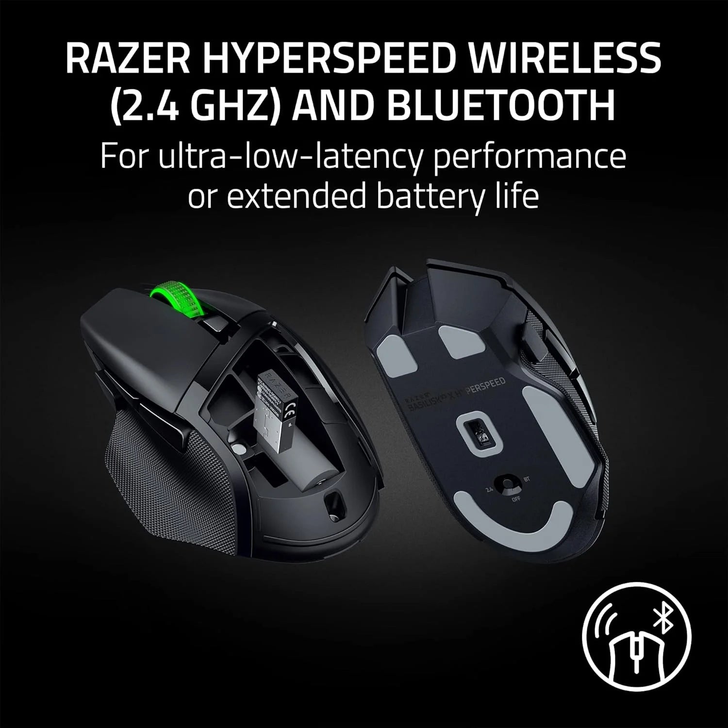 Razer basilisk v3 x hyperspeed customizable wireless gaming mouse: mechanical switches gen-2-5g advanced 18k optical