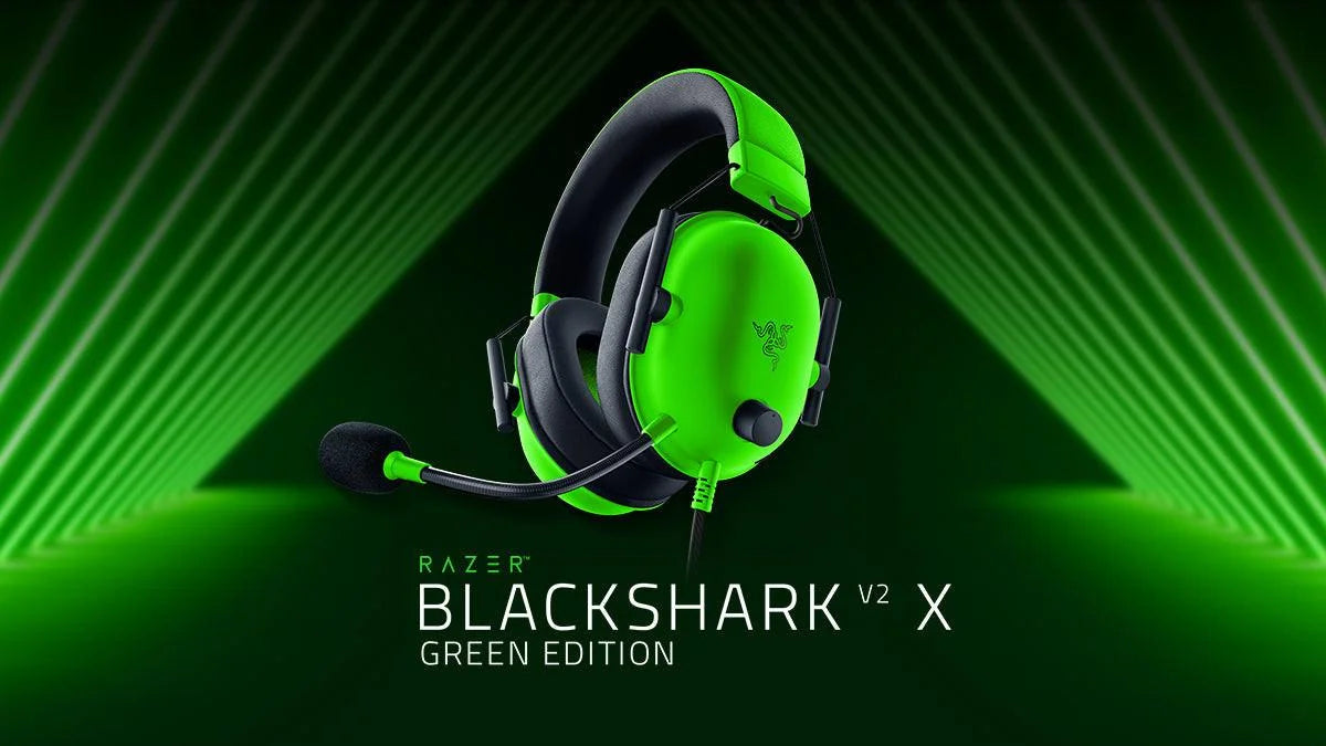 Razer blackshark v2 x 7.1 surround sound 3.5mm audio jack - green - headsets