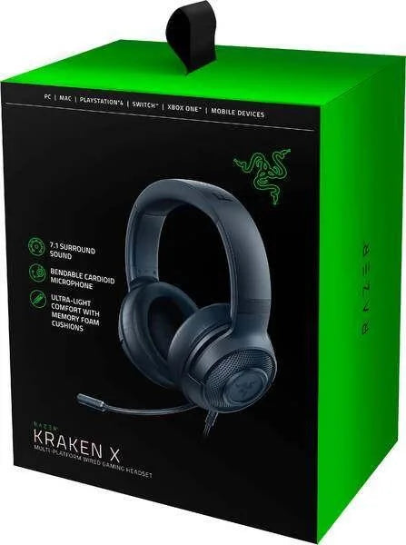Razer kraken x 7.1 surround sound gaming headset - black - headsets