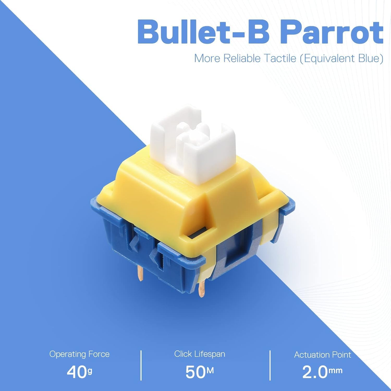 Redragon A113 Bullet-b Tactile Mechanical Switch, 3-pin Plate Mounted Blue - Gameonjo