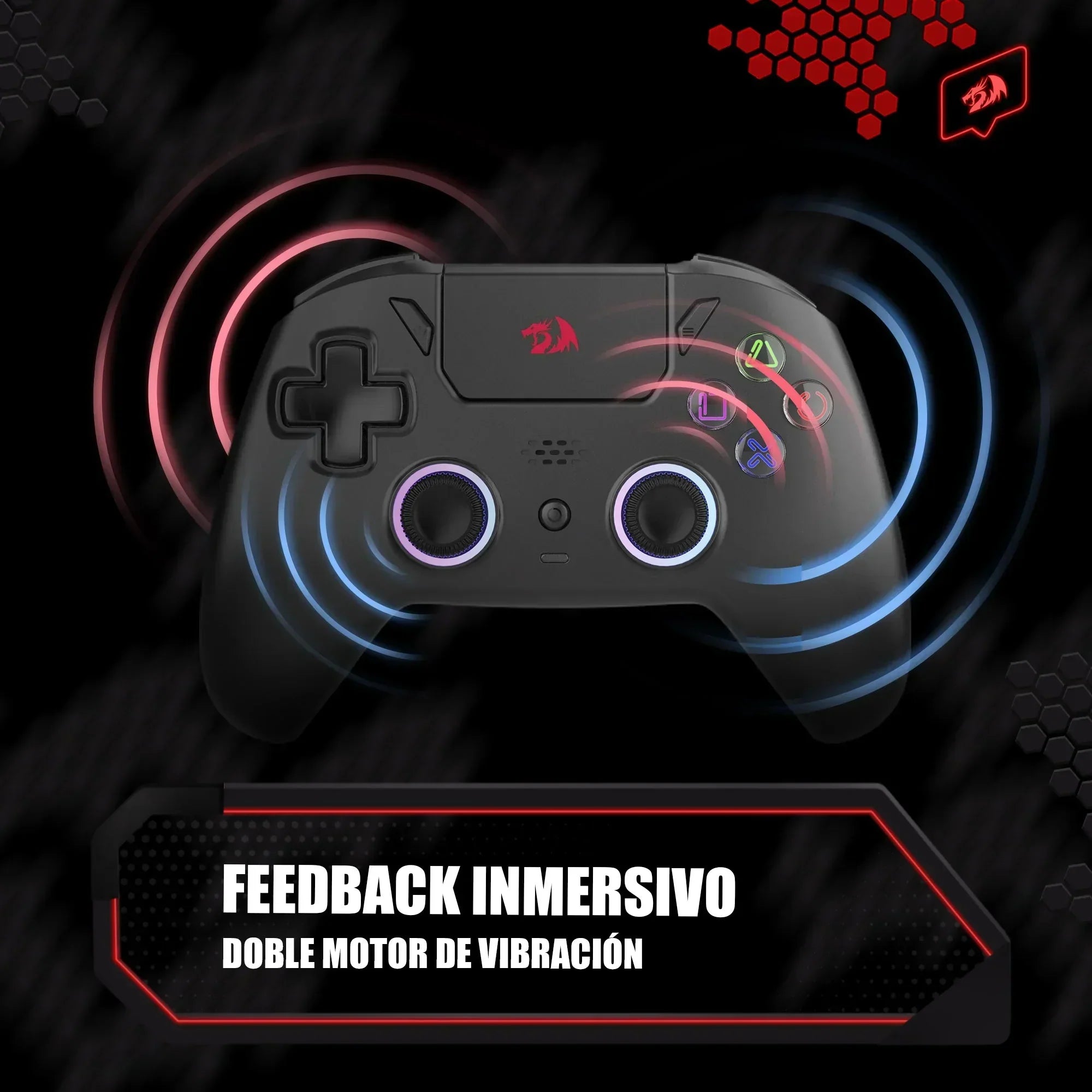 Redragon darkflame black gamer controller with analog leds and hall effect g820 triggers