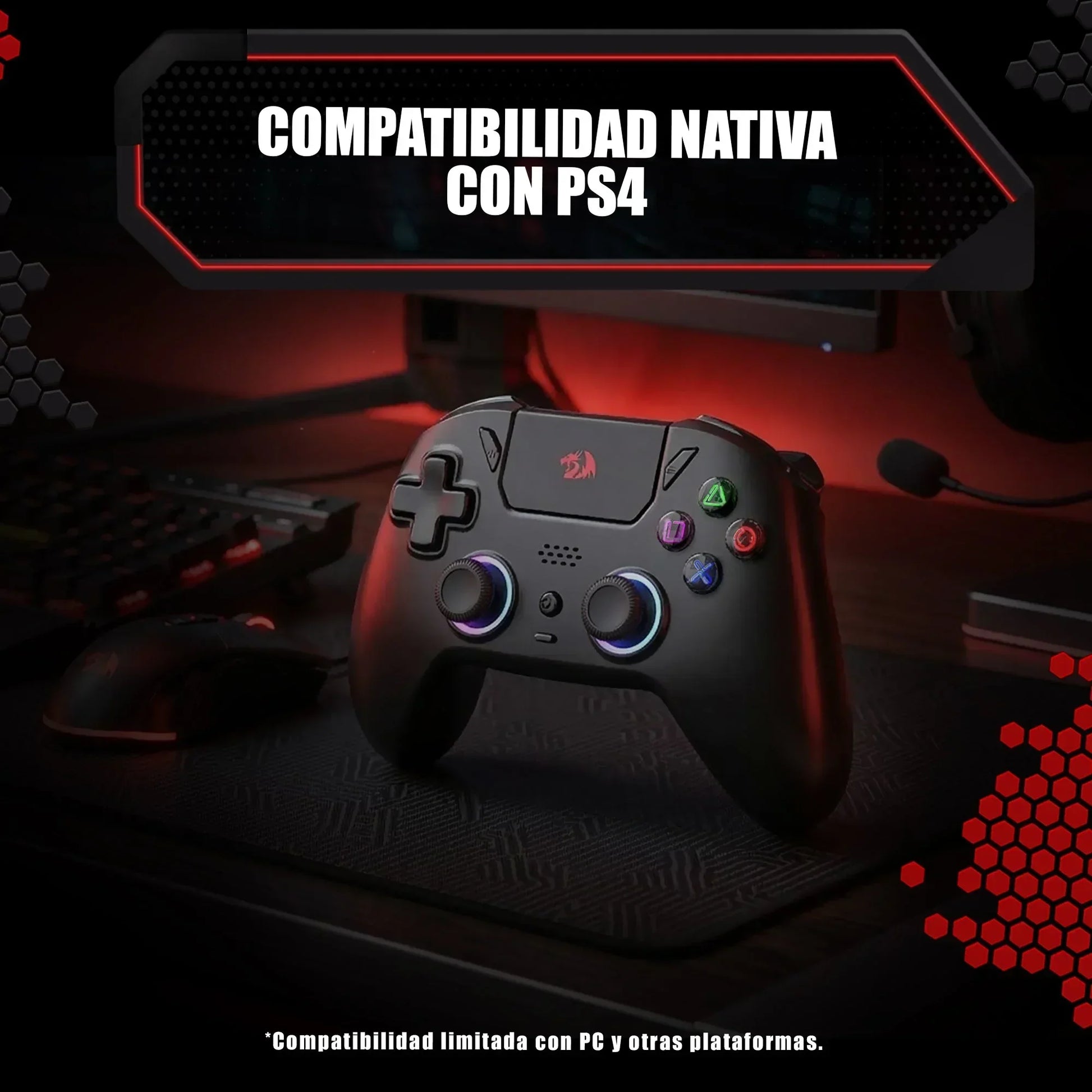 Redragon darkflame black gamer controller with analog leds and hall effect g820 triggers