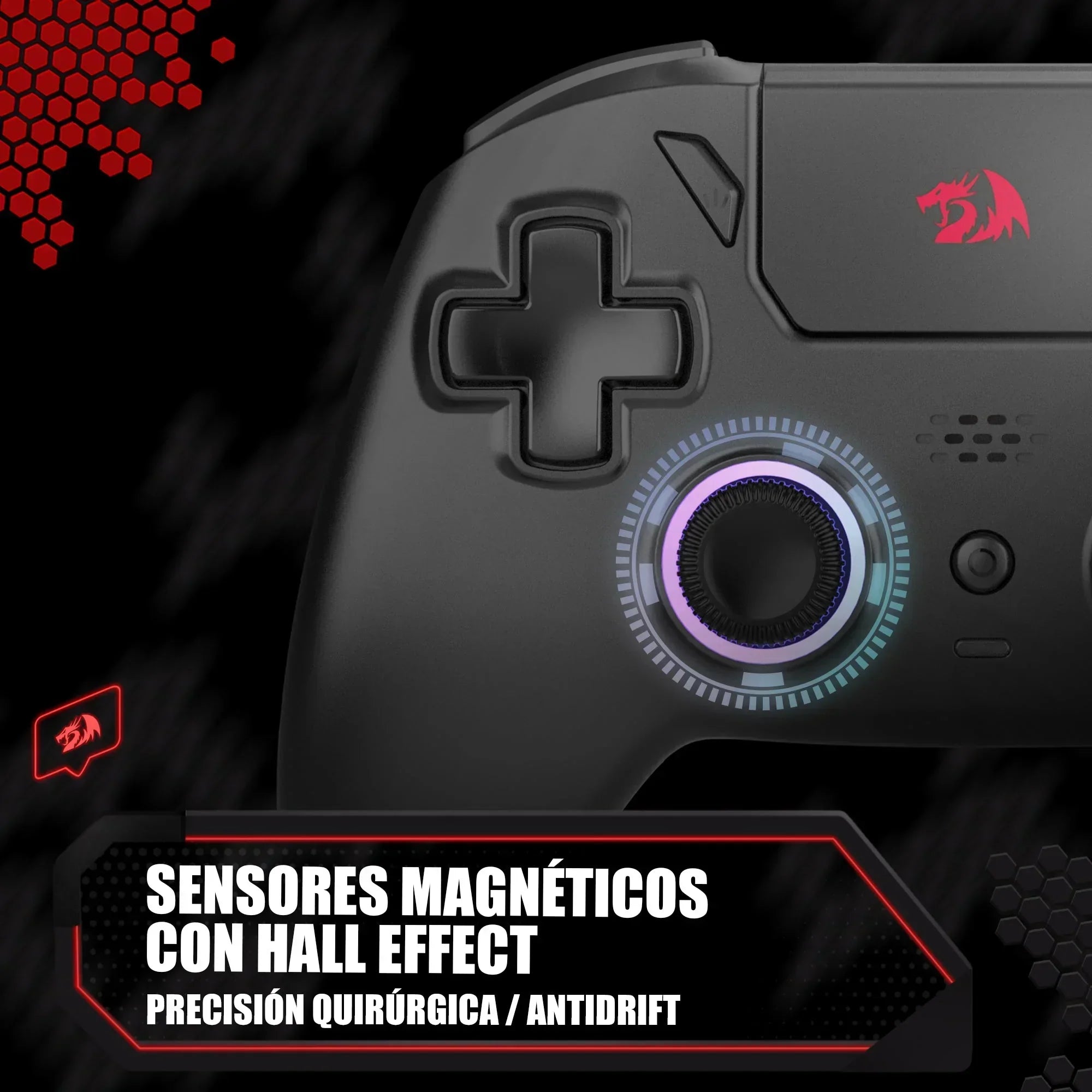 Redragon darkflame black gamer controller with analog leds and hall effect g820 triggers