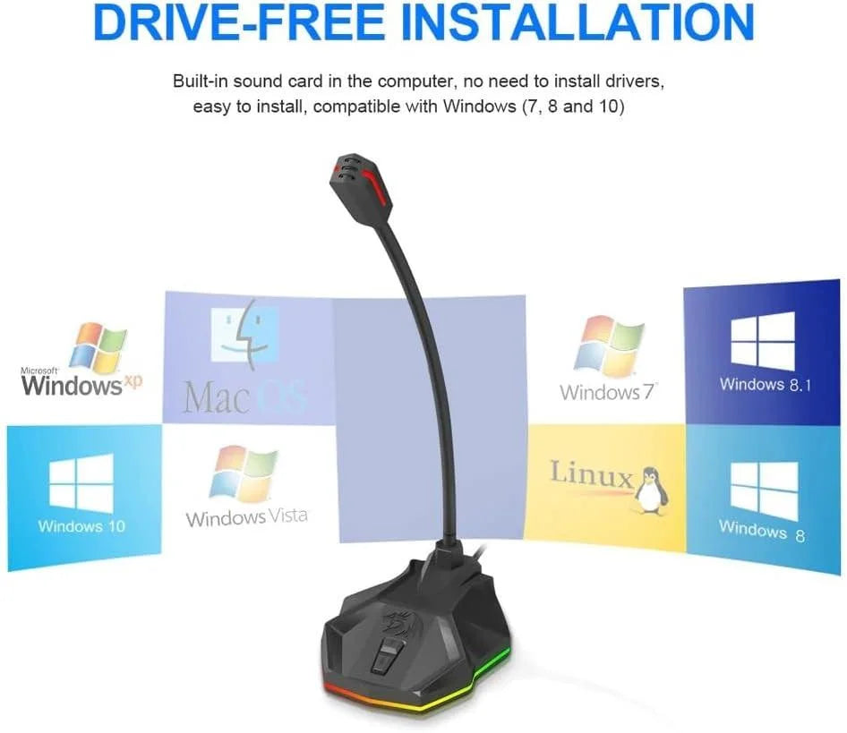 Redragon gm99 stix usb rgb gaming stream desktop microphone - streaming