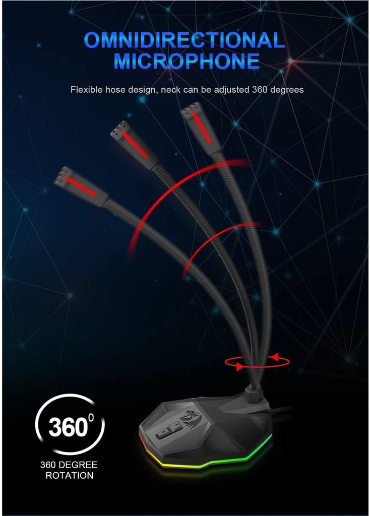 Redragon Gm99 Stix Usb Rgb Gaming Stream Desktop Microphone to to Streaming Podcasting,studio Recording,youtube,skype
