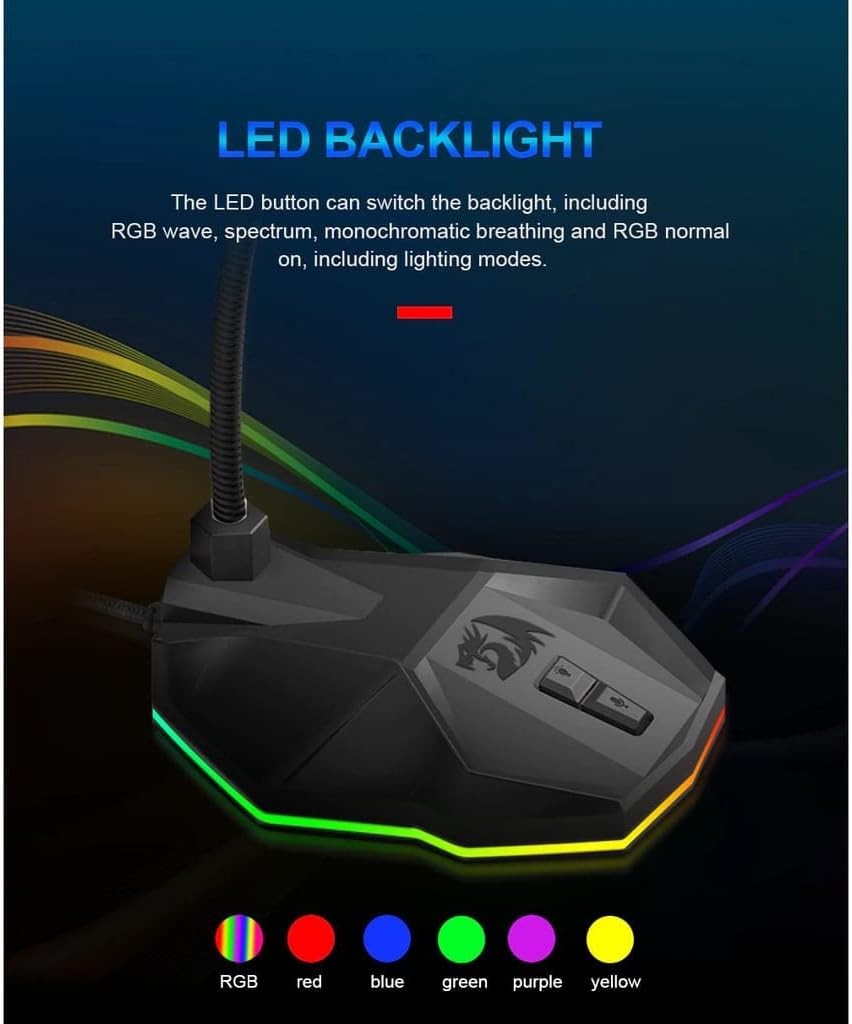 Redragon Gm99 Stix Usb Rgb Gaming Stream Desktop Microphone to to Streaming Podcasting,studio Recording,youtube,skype