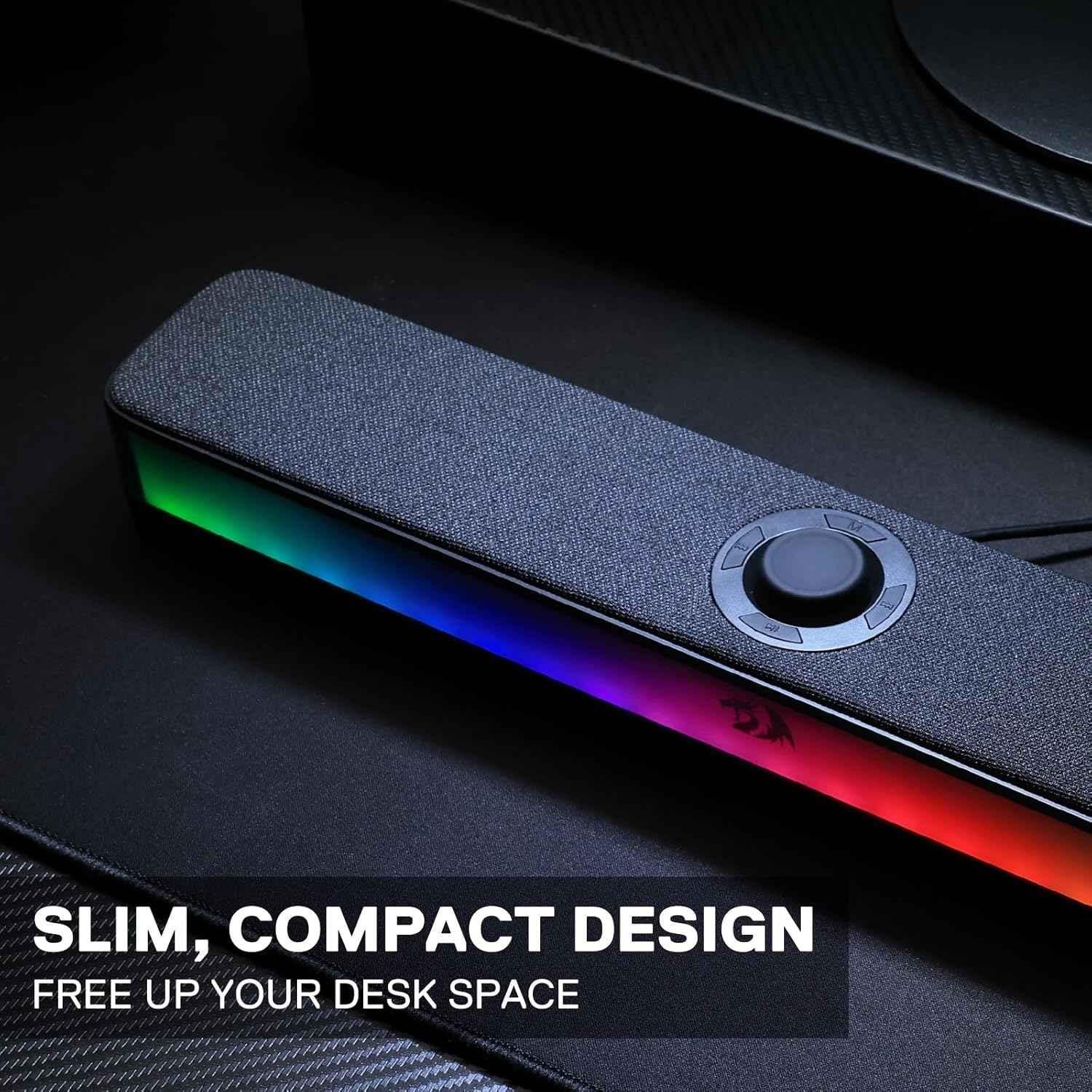 Redragon gs515 rgb soundbar - 2.0 channel stereo computer speakers for enhanced audio experience - audio | speakers