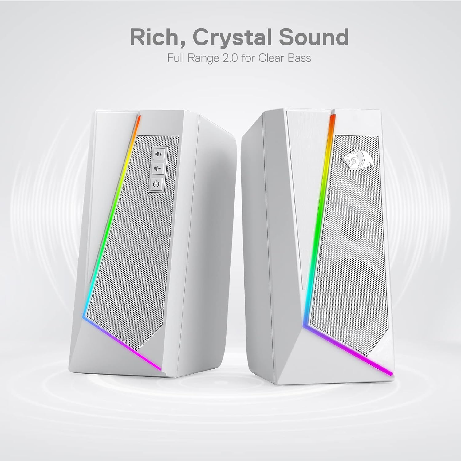 Redragon Gs520 Rgb Desktop Speakers White - Gameonjo