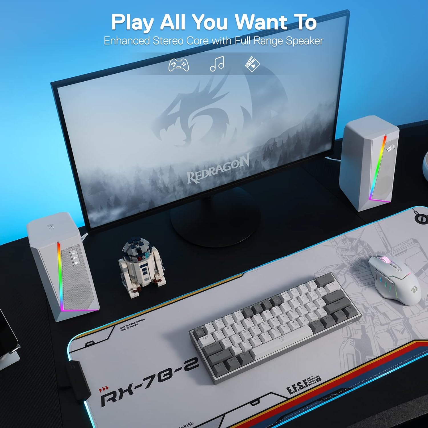 Redragon Gs520 Rgb Desktop Speakers White - Gameonjo