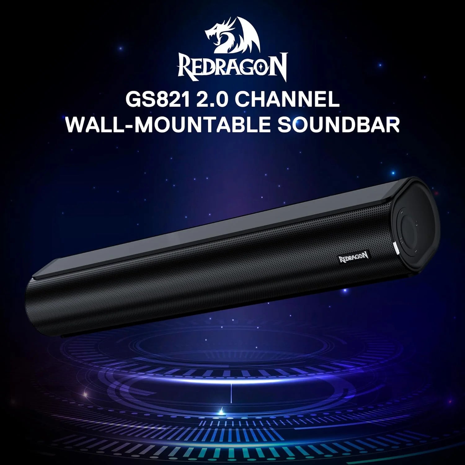 Redragon gs821 soundbar for tv home theater audio sound bar with hdmi arc/optical/bt 5.3 hi-fi stereo system with 3 eq