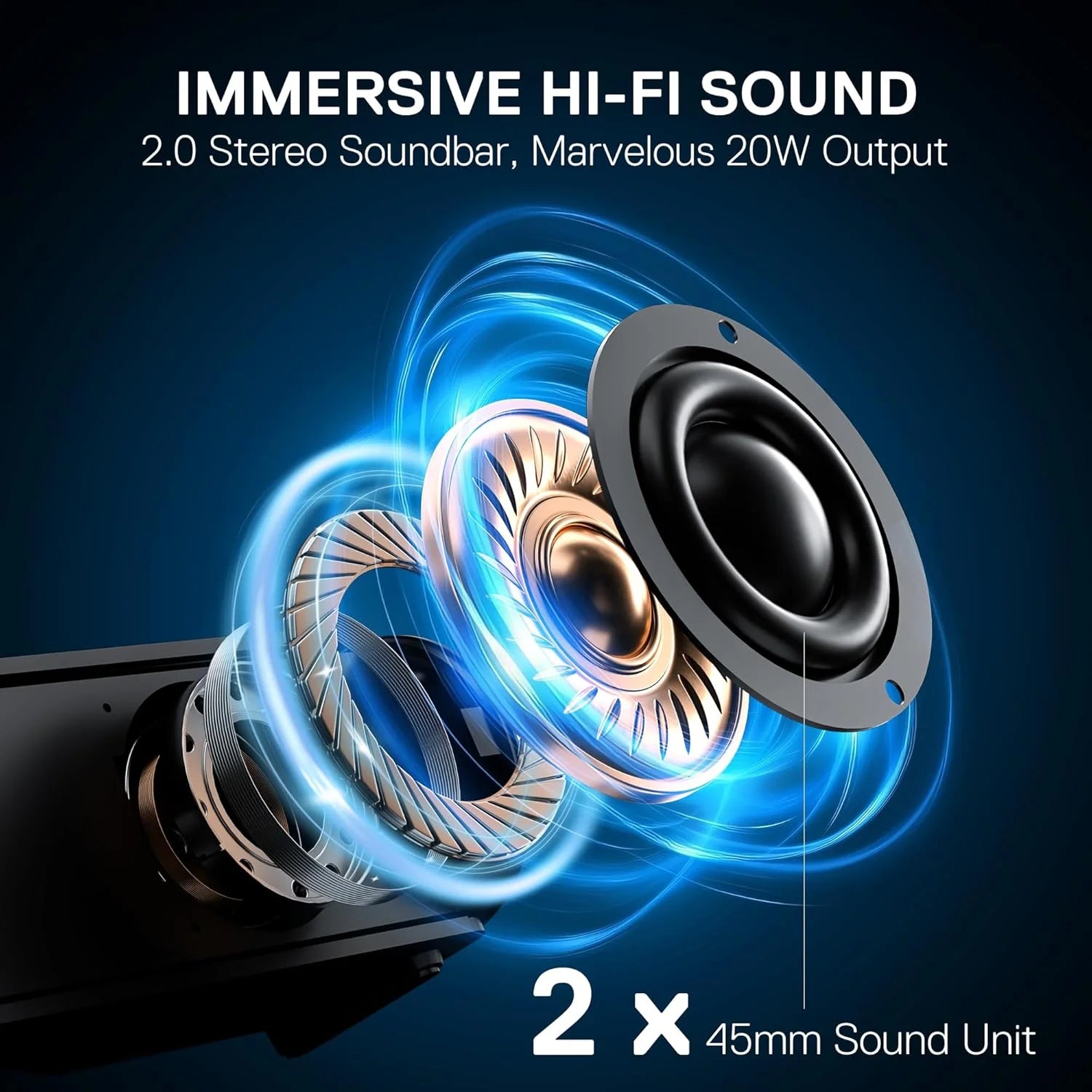 Redragon gs821 soundbar for tv home theater audio sound bar with hdmi arc/optical/bt 5.3 hi-fi stereo system with 3 eq