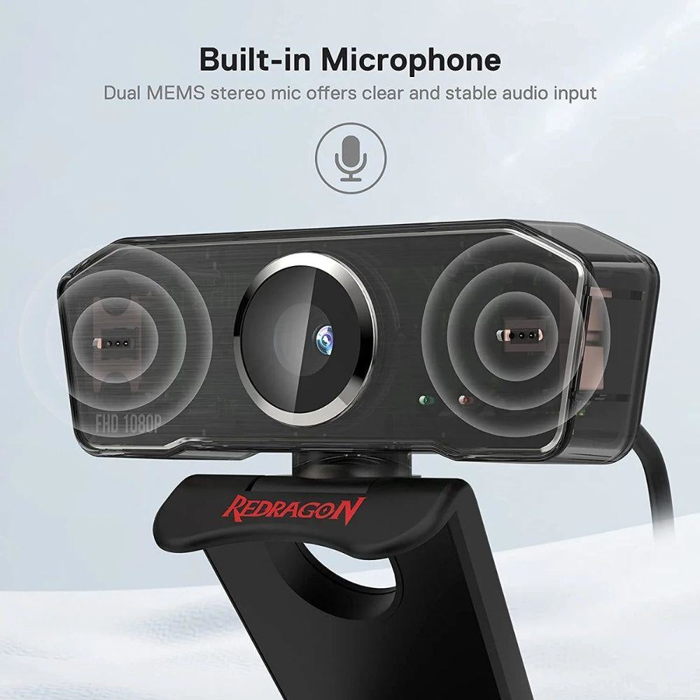 Redragon Gw800 Hitman 1080p Webcam with Built-in Dual Microphone - Gameonjo