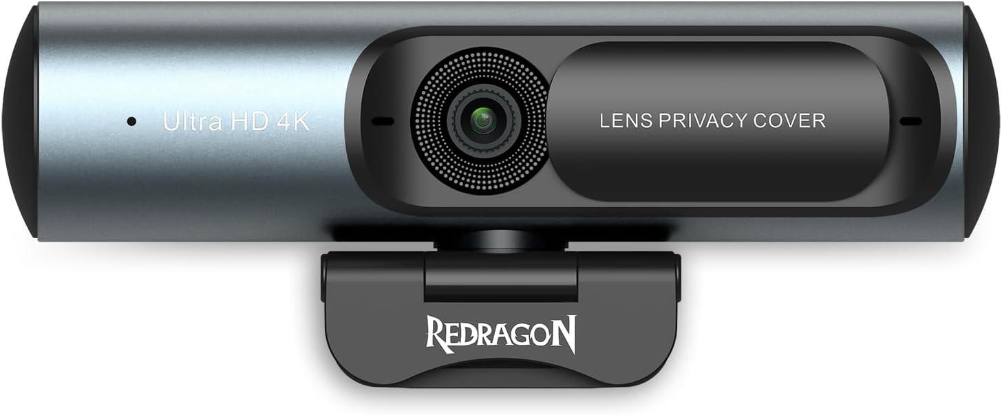 Redragon GW911 4K Webcam for PC, Ultra HD with Dual Noise-Cancelling Mic.