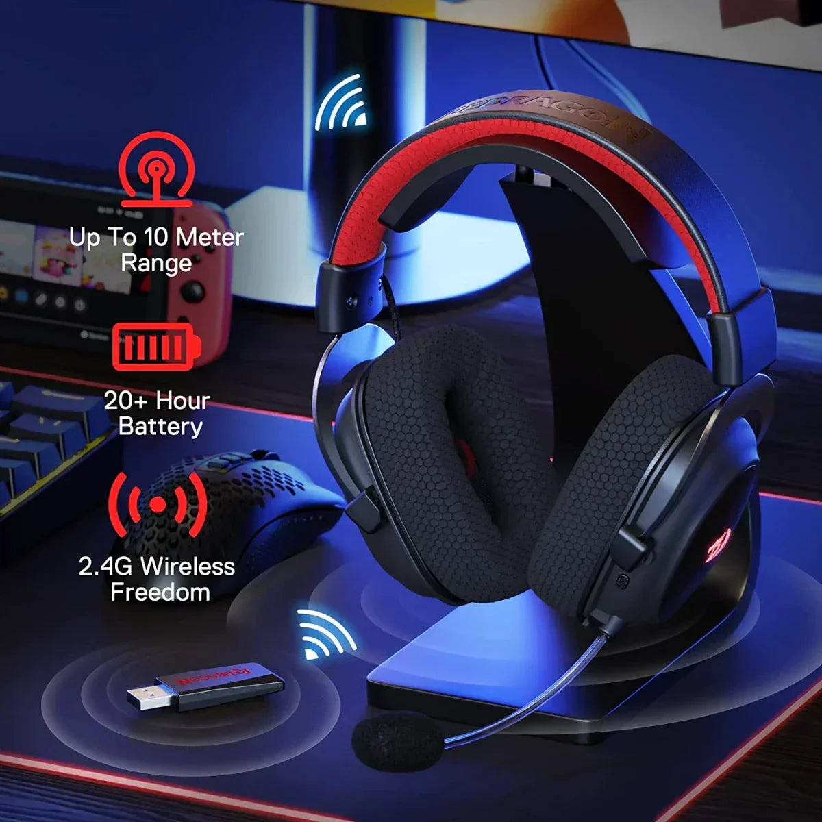 Redragon h510 zeus-x rgb wireless 7.1 - headsets