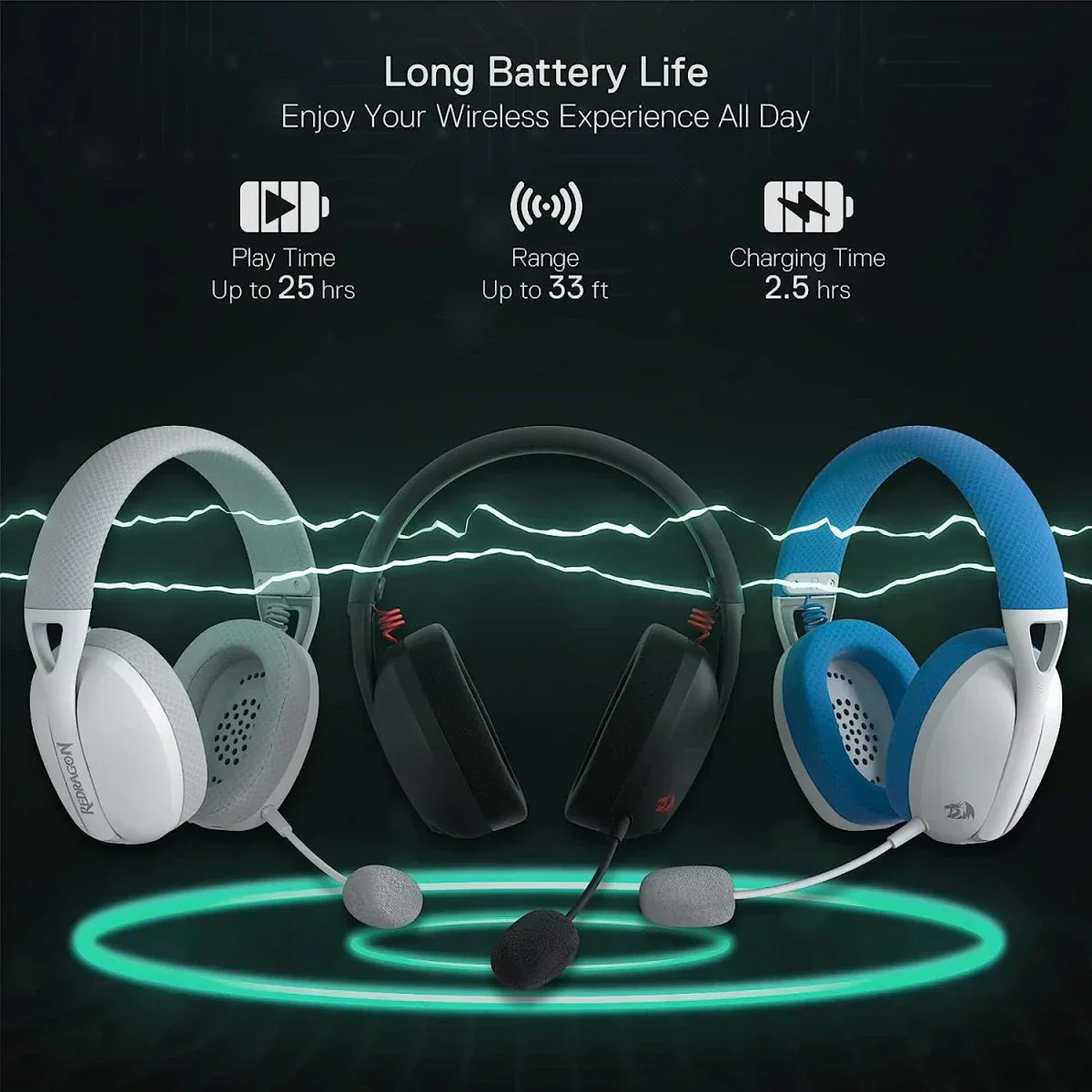 Redragon H848 BT Wireless Gaming Headset Lightweight 7.1 Surround Sound Audio