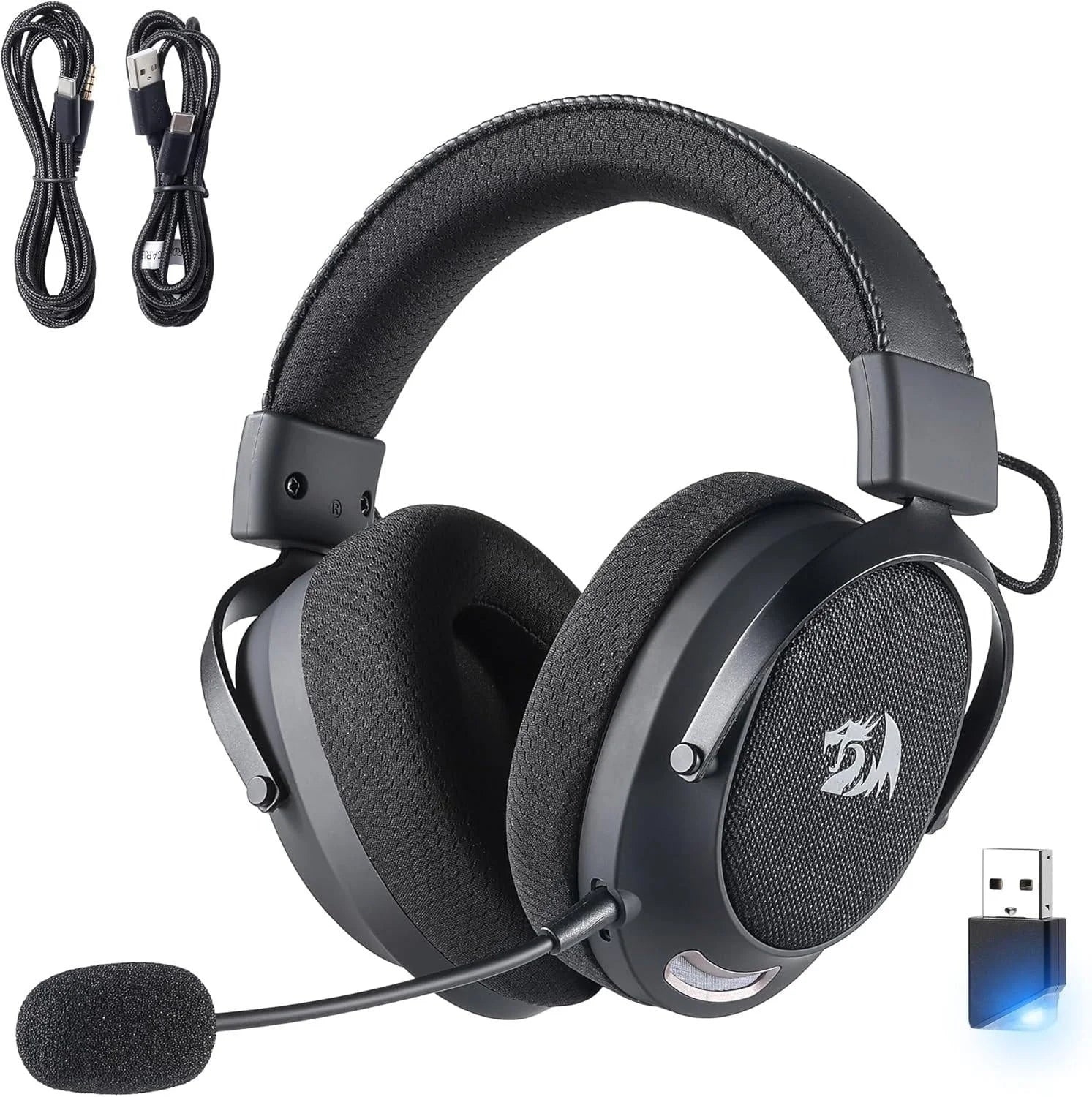 Redragon h858 3-mode wireless gaming headset 7.1 surround sound & headset stand - audio | wireless headset