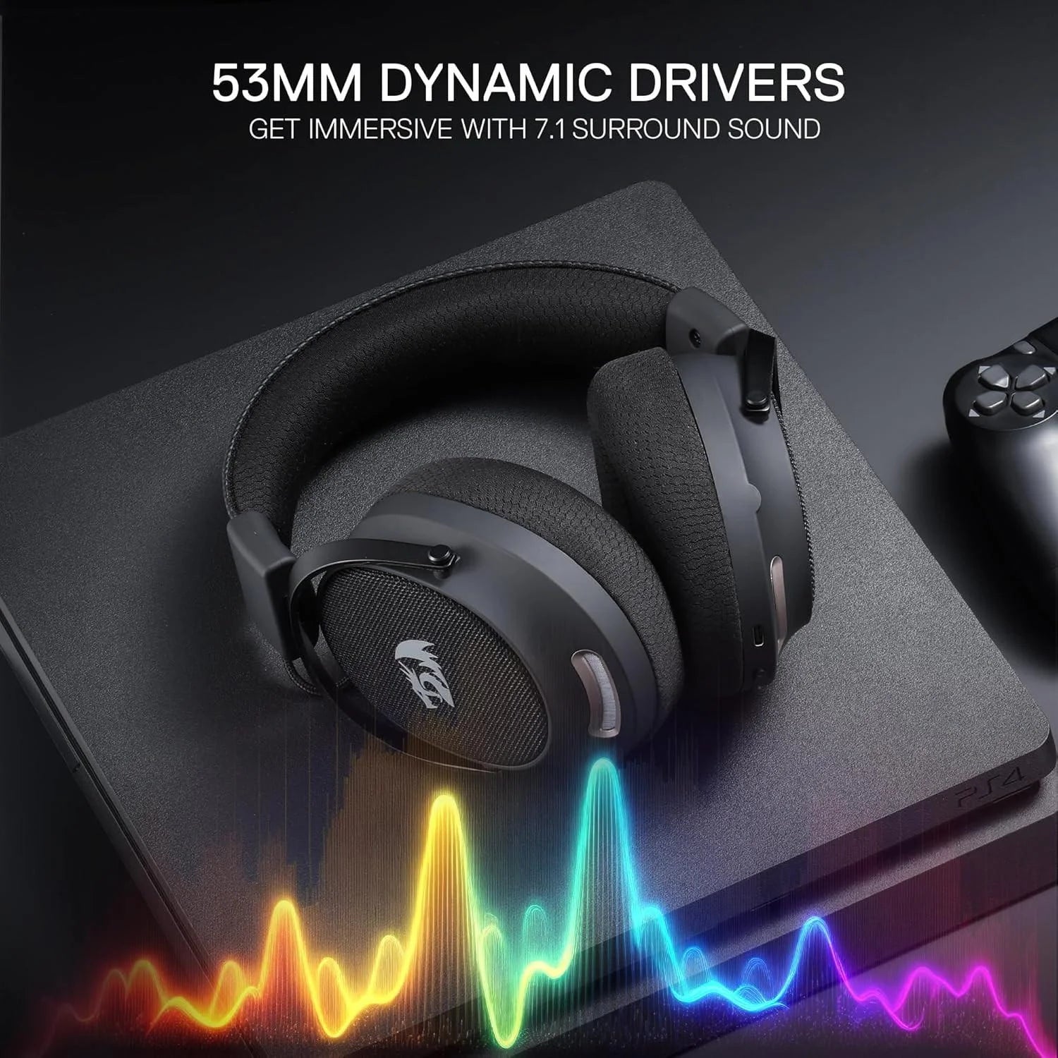 Redragon h858 3-mode wireless gaming headset 7.1 surround sound & headset stand - audio | wireless headset