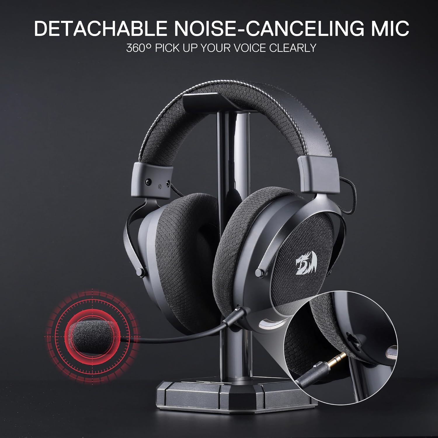 Redragon H858 3-mode Wireless Gaming Headset, 7.1 Surround Sound & Headset Stand