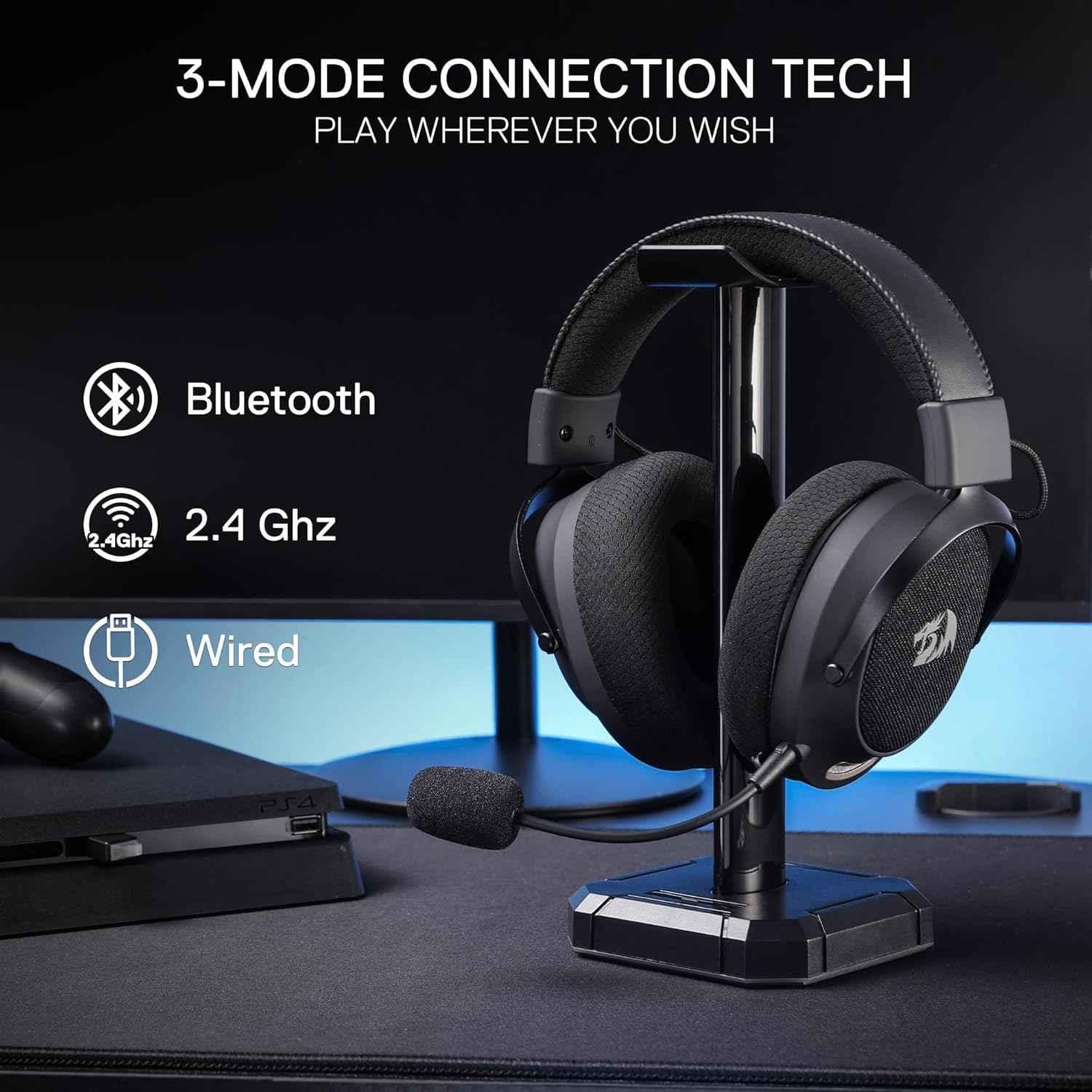 Redragon h858 wireless gaming headset with 7.1 surround sound - 3-mode wireless connectivity - audio | wireless headset
