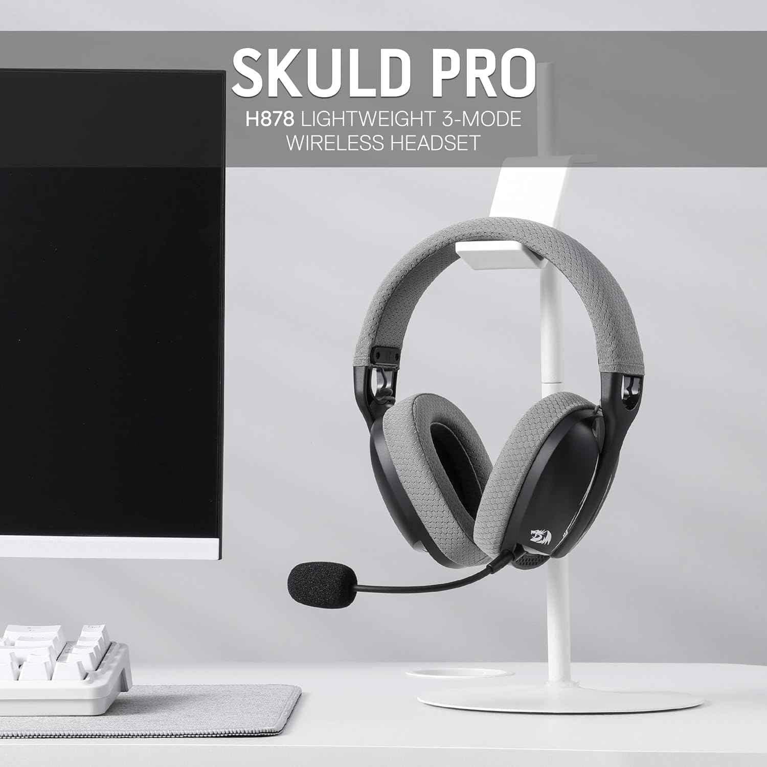 Redragon h878 gaming headset - lightweight wireless 3-mode with blue lighting & 7.1 surround sound - audio | wireless