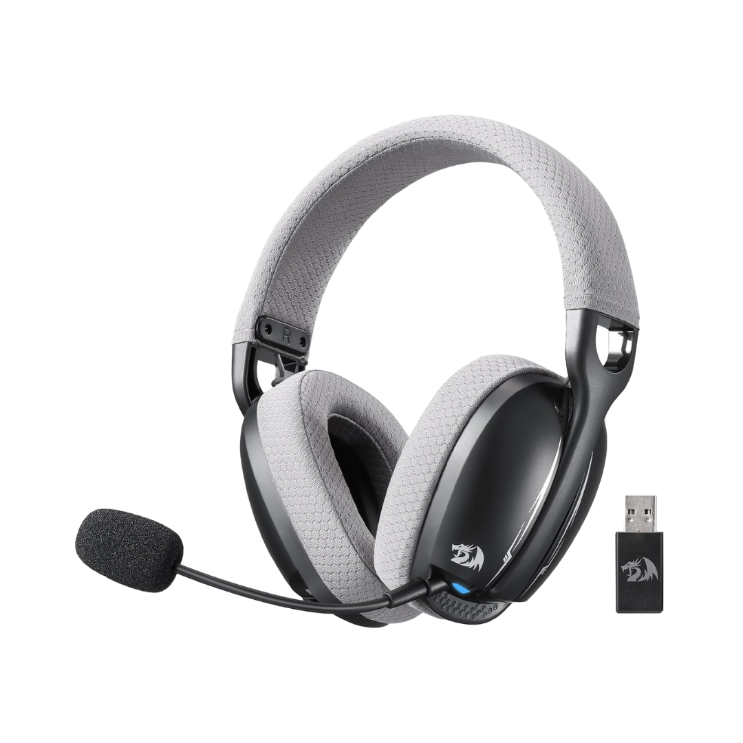Redragon h878 gaming headset - lightweight wireless 3-mode with blue lighting & 7.1 surround sound - audio | wireless
