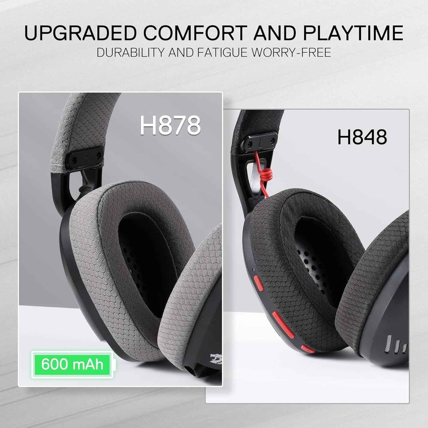 Redragon h878 gaming headset - lightweight wireless 3-mode with blue lighting & 7.1 surround sound - audio | wireless