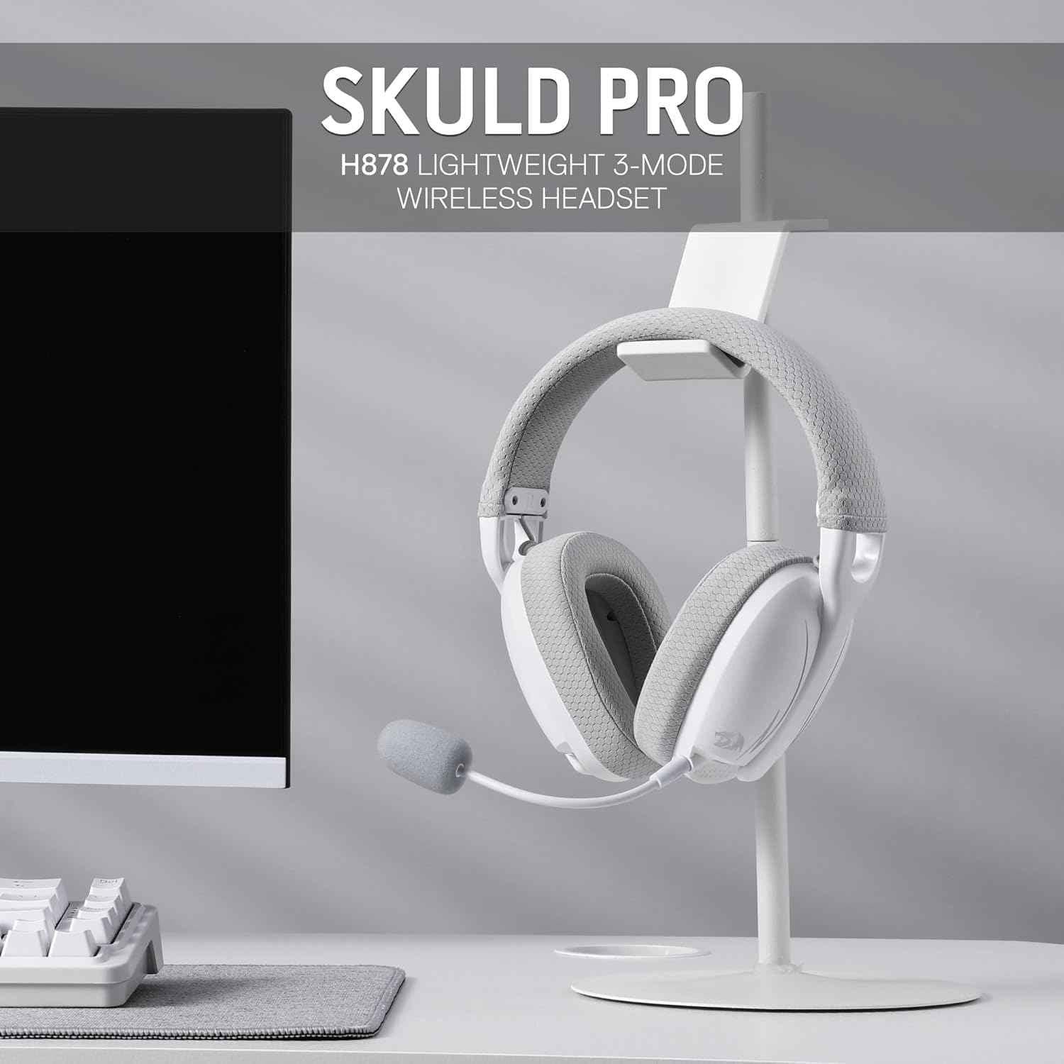 Redragon h878 wireless gaming headset - lightweight 3-mode design with blue lighting and 7.1 surround sound - audio